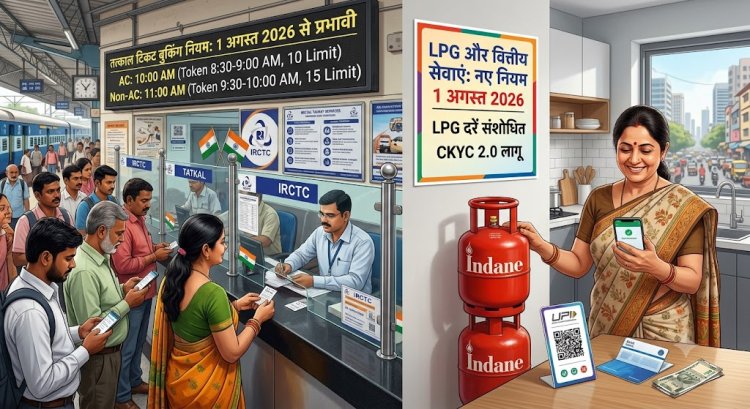 1 अगस्त 2026 से लागू होने जा रहे हैं प्रमुख नियम: तत्काल रेल टिकट बुकिंग, LPG सिलेंडर दरें और वित्तीय सेवाओं पर पड़ेगा सीधा असर