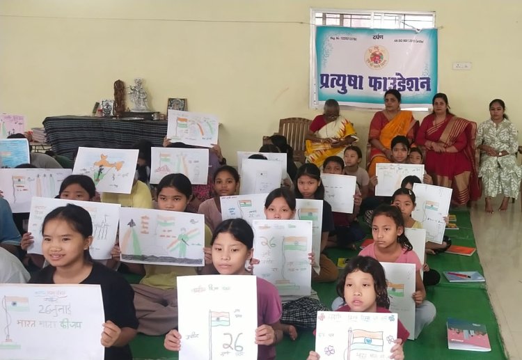 कारगिल विजय दिवस पर शबरी कन्या आश्रम में चित्रकला प्रतियोगिता, बच्चों में जगाया देशभक्ति का जज्बा