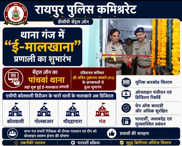 डिजिटल हुआ थाना गंज का मालखाना: रायपुर कमिश्नरेट में ई-मालखाना प्रणाली का विस्तार